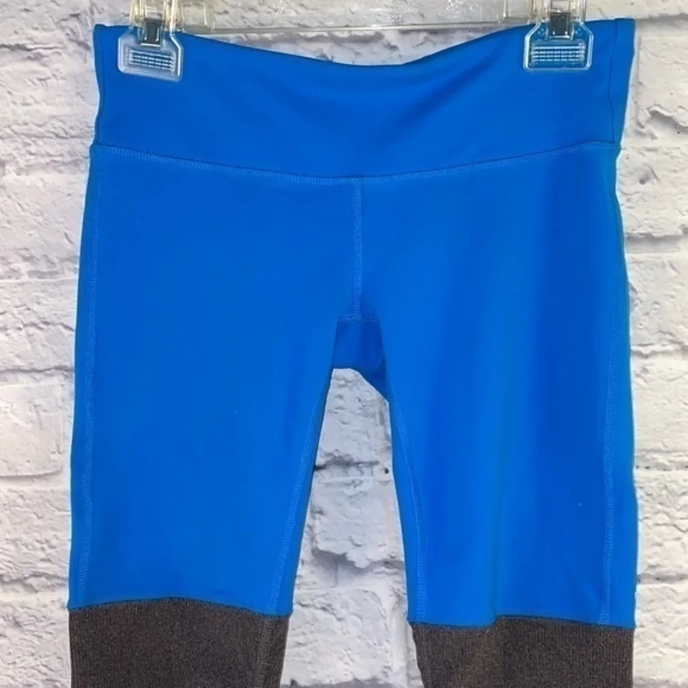 Alo Yoga Ice Goddess Ribbed Legging Blue Gray Extra Long Stretch Athletic Pants